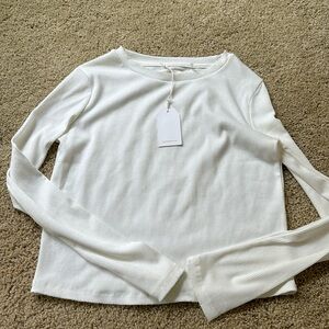 The Westside White Ribbed Long Sleeve